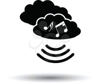 Music cloud icon. White background with shadow design. Vector illustration.