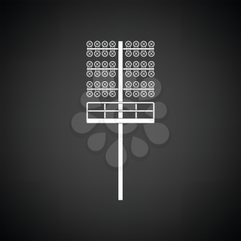 Soccer light mast  icon. Black background with white. Vector illustration.