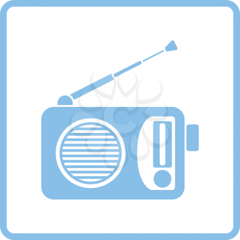 Radio icon. Blue frame design. Vector illustration.