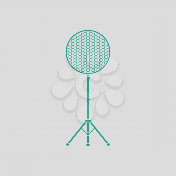 Icon of beauty dish flash. Gray background with green. Vector illustration.