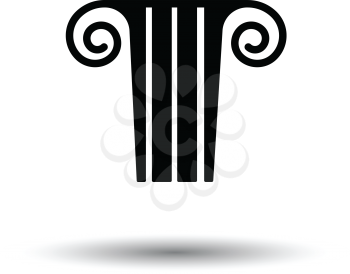 Antique column  icon. White background with shadow design. Vector illustration.