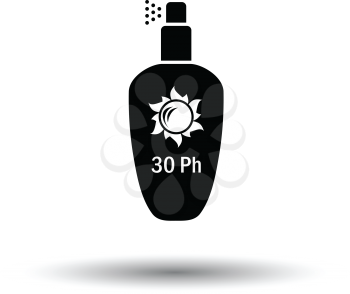 Sun protection spray icon. White background with shadow design. Vector illustration.