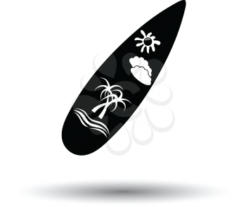 Surfboard icon. White background with shadow design. Vector illustration.
