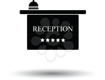 Hotel reception desk icon. White background with shadow design. Vector illustration.