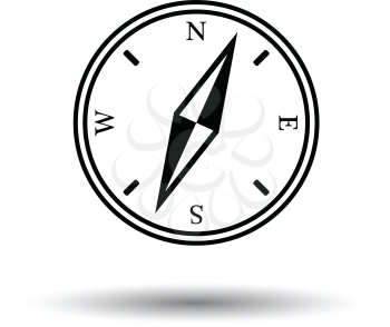 Compass icon. White background with shadow design. Vector illustration.
