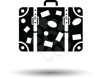 Suitcase icon. White background with shadow design. Vector illustration.