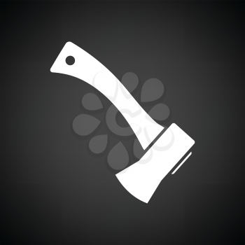Camping axe  icon. Black background with white. Vector illustration.