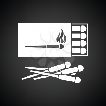 Match box  icon. Black background with white. Vector illustration.