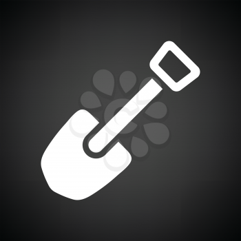 Camping shovel icon. Black background with white. Vector illustration.
