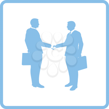 Meeting businessmen icon. Blue frame design. Vector illustration.