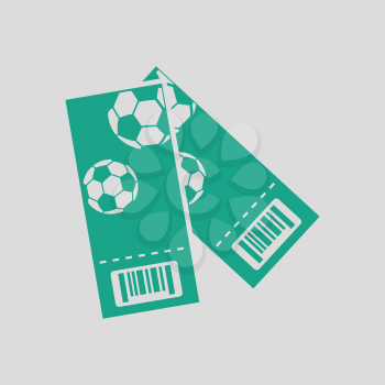 Two football tickets icon. Gray background with green. Vector illustration.