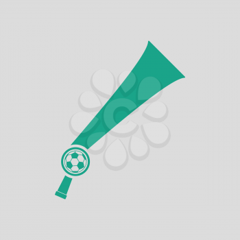Football fans wind horn toy icon. Gray background with green. Vector illustration.