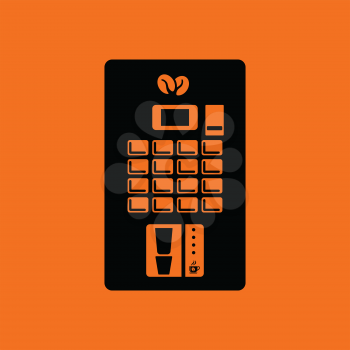 Coffee selling machine icon. Orange background with black. Vector illustration.