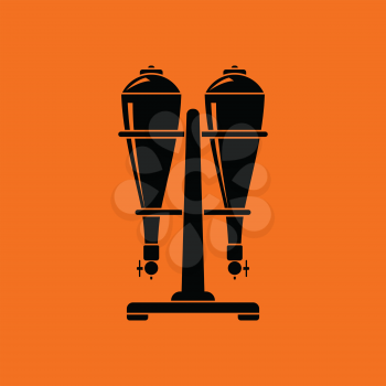 Soda siphon equipment icon. Orange background with black. Vector illustration.