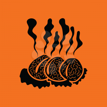 Smoking cutlet icon. Orange background with black. Vector illustration.