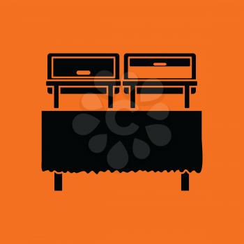 Chafing dish icon. Orange background with black. Vector illustration.