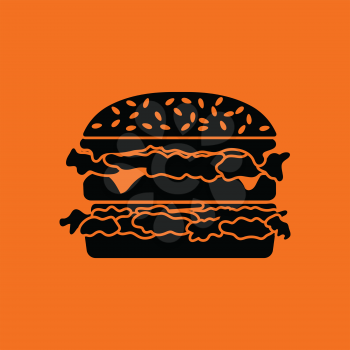 Hamburger icon. Orange background with black. Vector illustration.