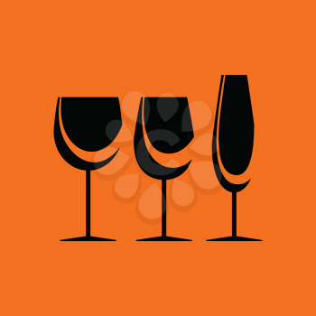 Glasses set icon. Orange background with black. Vector illustration.
