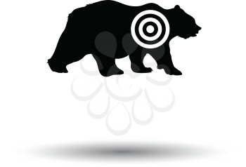 Bear silhouette with target  icon. White background with shadow design. Vector illustration.