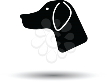 Hunting dog had  icon. White background with shadow design. Vector illustration.