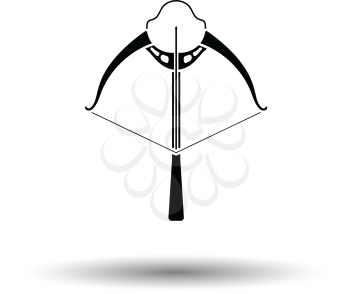 Crossbow icon. White background with shadow design. Vector illustration.