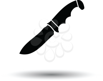 Hunting knife icon. White background with shadow design. Vector illustration.