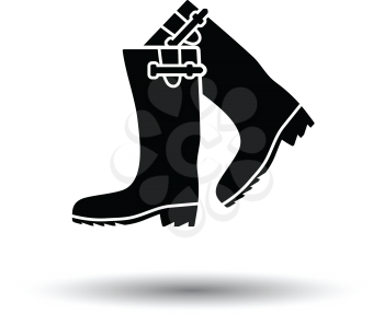 Hunter's rubber boots icon. White background with shadow design. Vector illustration.