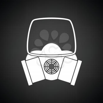 Icon of chemistry gas mask. Black background with white. Vector illustration.