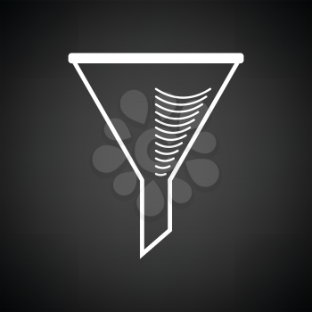 Icon of chemistry filler cone. Black background with white. Vector illustration.