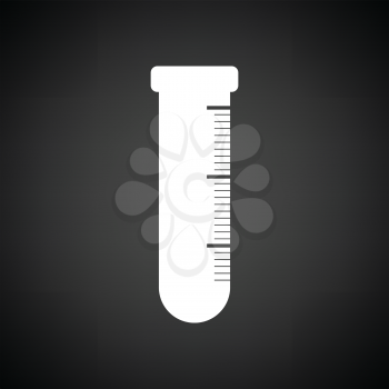 Icon of chemistry beaker. Black background with white. Vector illustration.