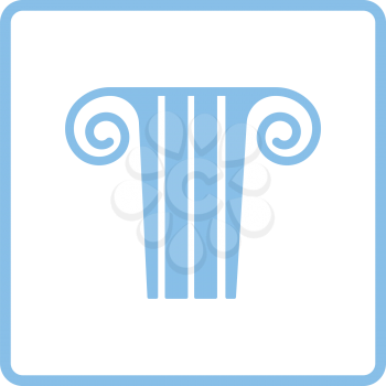 Antique column  icon. Blue frame design. Vector illustration.