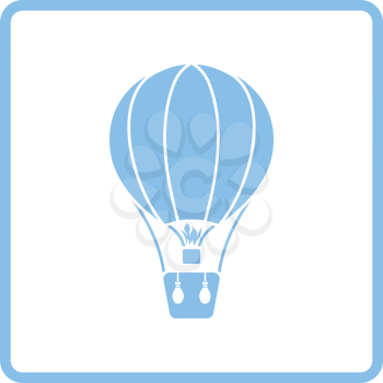 Hot air balloon icon. Blue frame design. Vector illustration.