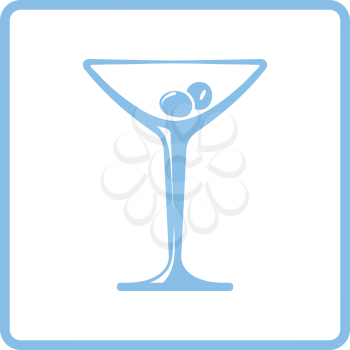 Cocktail glass icon. Blue frame design. Vector illustration.