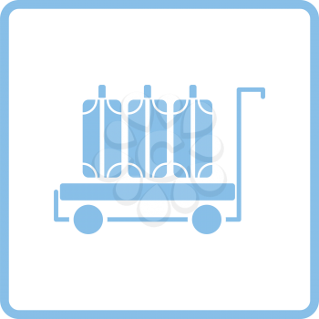 Luggage cart icon. Blue frame design. Vector illustration.