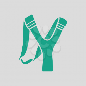 Hunting  slingshot  icon. Gray background with green. Vector illustration.