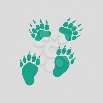 Bear trails  icon. Gray background with green. Vector illustration.