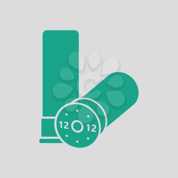 Ammo from hunting gun icon. Gray background with green. Vector illustration.