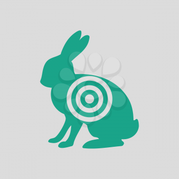 Hare silhouette with target  icon. Gray background with green. Vector illustration.