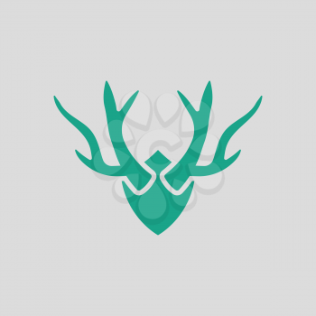 Deer's antlers  icon. Gray background with green. Vector illustration.