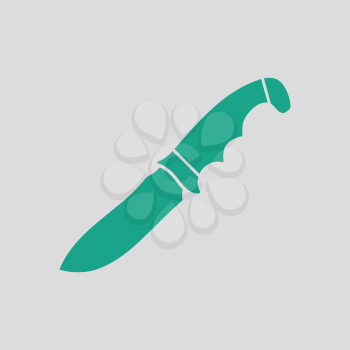 Hunting knife icon. Gray background with green. Vector illustration.