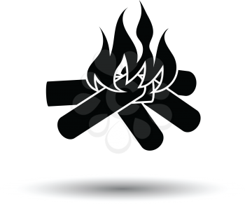 Camping fire  icon. White background with shadow design. Vector illustration.