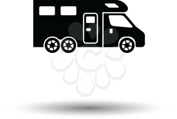 Camping family caravan  icon. White background with shadow design. Vector illustration.