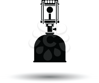 Camping gas burner lamp icon. White background with shadow design. Vector illustration.