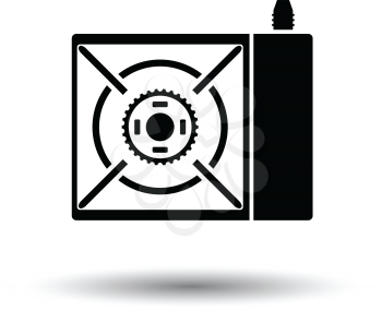 Camping gas burner stove icon. White background with shadow design. Vector illustration.
