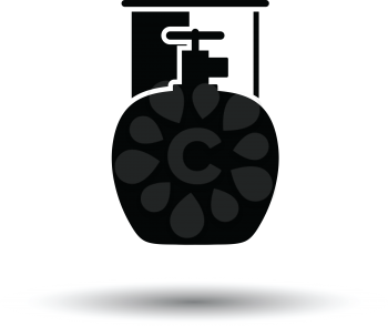 Camping gas container icon. White background with shadow design. Vector illustration.