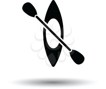 Kayak and paddle icon. White background with shadow design. Vector illustration.