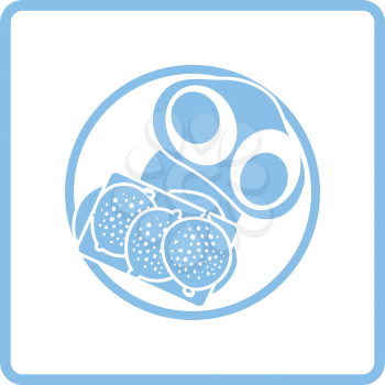 Omlet and sandwich icon. Blue frame design. Vector illustration.