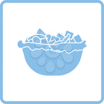Salad in plate icon. Blue frame design. Vector illustration.
