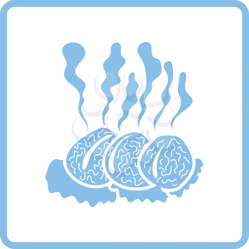 Smoking cutlet icon. Blue frame design. Vector illustration.