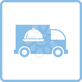 Delivering car icon. Blue frame design. Vector illustration.